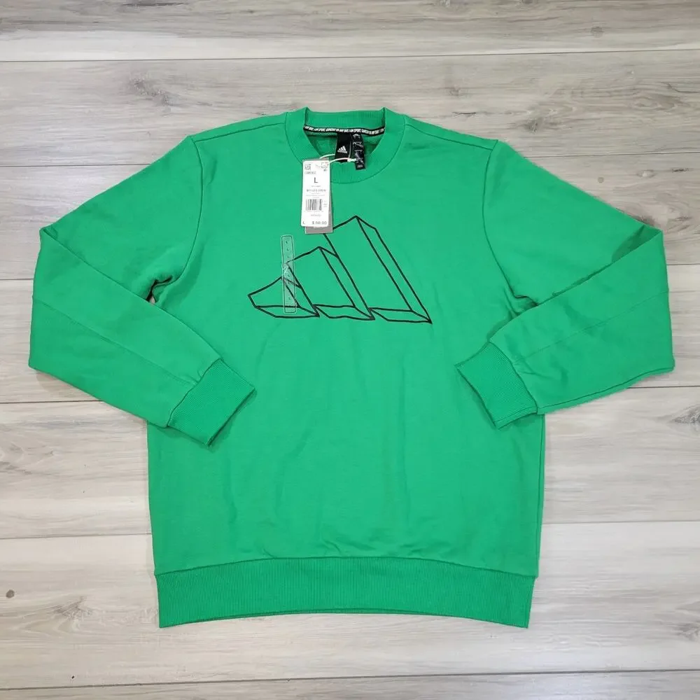 Adidas Sweatshirt Men's Large Green Fi GFX Crew Neck New